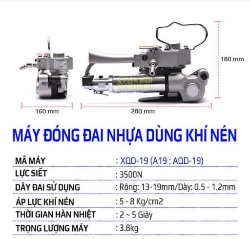 Máy đóng đai nhựa bằng khí nén cầm tay