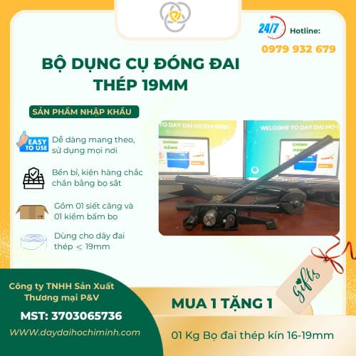 Bộ Dụng cụ đóng đai thép 19mm