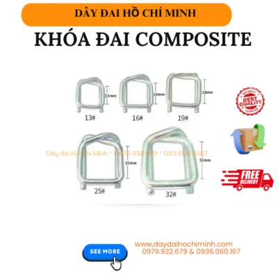 Khóa đai dây Composite là phụ kiện chuyên dụng được làm từ thép mạ kẽm cường lực, kết hợp với dây đai dệt Composite để cố định pallet, kiện hàng và máy móc trong quá trình vận chuyển.
