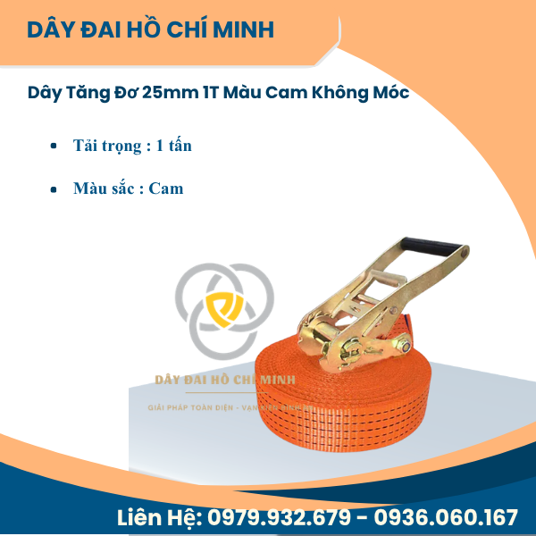 dây tăng đơ 25mm 1 tấn không móc màu cam bộ tăng đơ kim loại siết chặt hàng