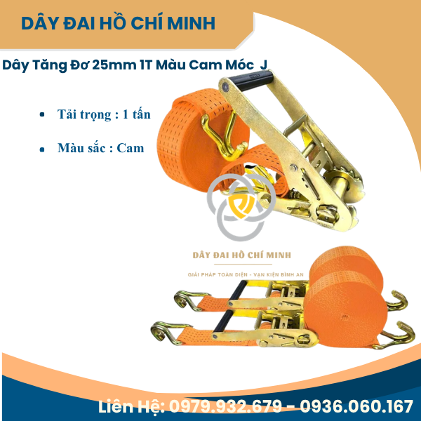 Dây tăng đơ 25mm 1T móc J chắc chắn, dễ sử dụng, chịu lực tốt. Giải pháp chằng buộc an toàn cho vận tải. Gọi ngay để được tư vấn