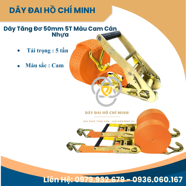 Tên sản phẩm Dây tăng đơ Mã sản phẩm RS505000OPJ Chất liệu dây Polyester ( 100%) Chất liệu tăng đơ Thép mạ kẽm / Thép không gỉ Chiều dài dây Theo yêu cầu Bề rộng dây 50mm Tải trọng làm việc 5000Kgs