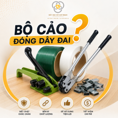 ộ cảo đóng dây đai giúp siết chắc kiện hàng, thao tác đơn giản và phù hợp nhiều ngành sản xuất, logistics và kho vận.
