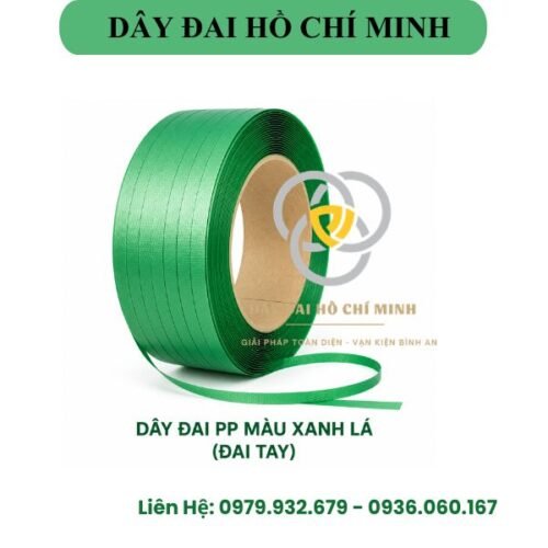 Hình ảnh thật dây đai pp màu xanh đai tay