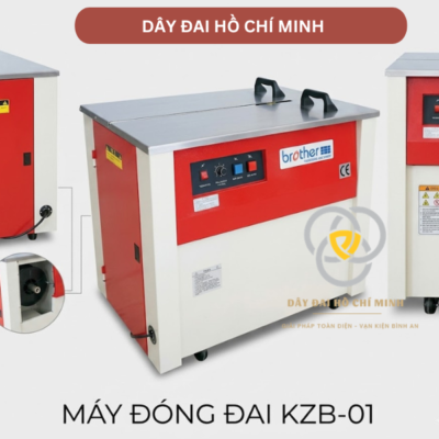 Máy đóng đai niềng thùng KZB-01 bán tự động dùng dây PP, đóng đai nhanh, hàn nhiệt chắc chắn, phù hợp carton, kho hàng và sản xuất công nghiệp. Giá tốt tại Dây Đai Hồ Chí Minh.