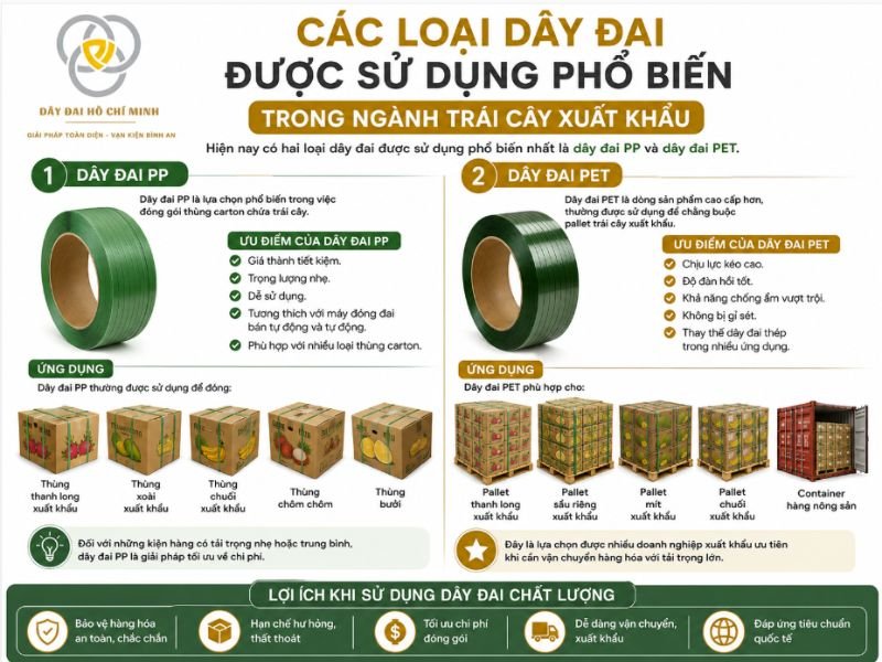 Các Loại Dây Đai Được Sử Dụng Phổ Biến Trong Ngành Trái Cây Xuất Khẩu