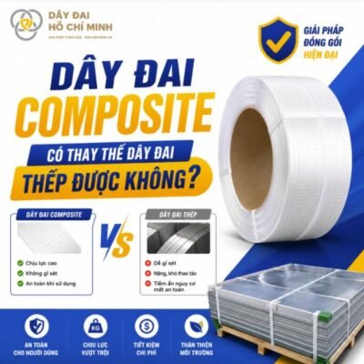 Dây đai Composite có thể thay thế dây đai thép trong nhiều ứng dụng đóng gói công nghiệp. Tìm hiểu ưu điểm, khả năng chịu lực, độ an toàn và chi phí của dây Composite so với dây đai thép.