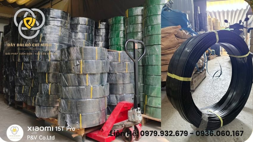 Dây đai bó tôn, cột tôn và sắt thép không đứt là giải pháp đóng kiện chịu lực cao, giúp cố định thép hộp, thép cuộn, tôn cuộn và hàng hóa công nghiệp an toàn trong vận chuyển.