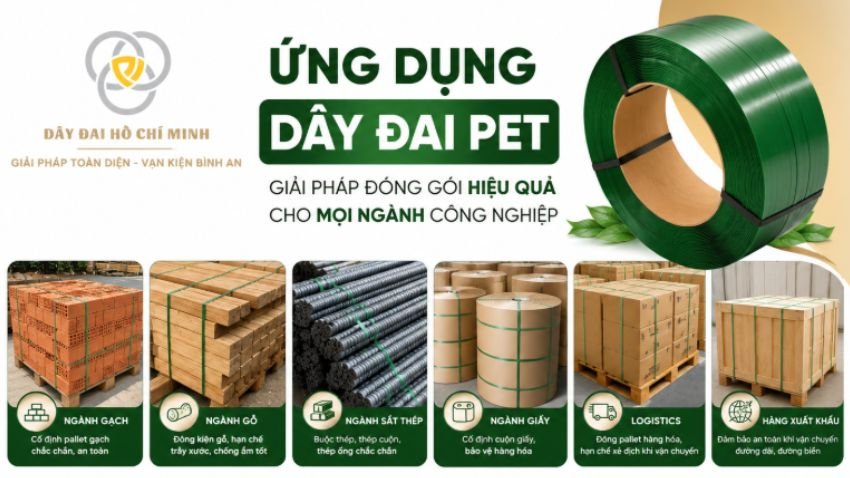Dây đai PET là giải pháp đóng gói hiện đại được sử dụng rộng rãi để cố định hàng hóa, pallet và kiện hàng nặng trong nhiều ngành công nghiệp.