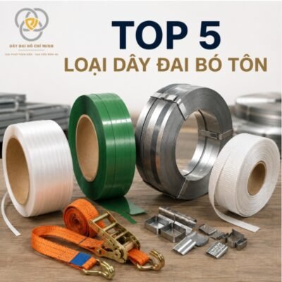 Khám phá Top 5 loại dây đai bó tôn được sử dụng nhiều nhất hiện nay gồm dây đai PP, dây đai PET, dây đai thép, dây đai Composite và dây tăng đơ chằng hàng. Giải pháp đóng gói và vận chuyển tôn an toàn, tiết kiệm chi phí.