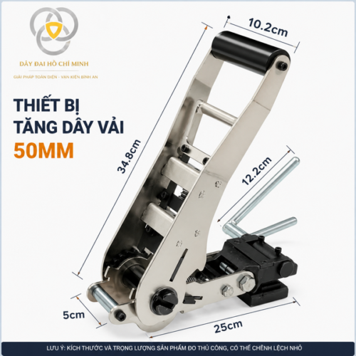 Thiết bị tăng dây vải 50mm bằng thép cường lực, thiết kế chắc chắn, phù hợp sử dụng với dây tăng đơ bản 50mm để chằng buộc và cố định hàng hóa an toàn trong vận chuyển. Sản phẩm có độ bền cao, chịu lực tốt, thích hợp cho ngành logistics, kho bãi và vận tải.