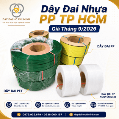 Dây Đai Nhựa PP TP HCM Giá Tháng 9/2026 – Cung cấp dây đai nhựa PP, dây đai PET và dây đai PP nguyên sinh chất lượng cao tại TP.HCM. Sản phẩm đa dạng màu sắc, quy cách, độ bền tốt, phù hợp đóng gói hàng hóa, kiện hàng và pallet. Liên hệ Dây Đai Hồ Chí Minh để được tư vấn và báo giá.