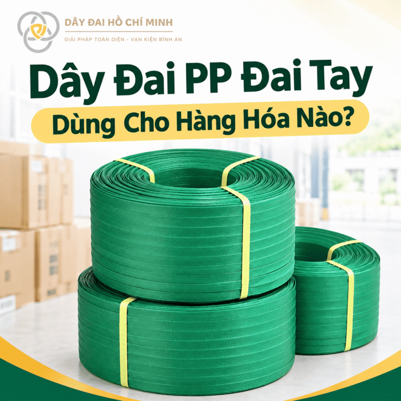 Dây đai PP đai tay dùng cho hàng hóa nào? Phù hợp đóng thùng carton, hàng nhẹ, trái cây và nông sản.