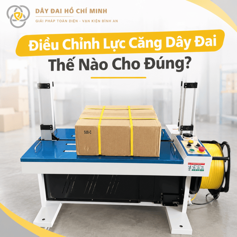 Điều chỉnh lực căng dây đai đúng cách giúp kiện hàng chắc chắn, hạn chế xê dịch và hư hỏng. Tìm hiểu cách chỉnh lực căng khi đóng gói hàng hóa.