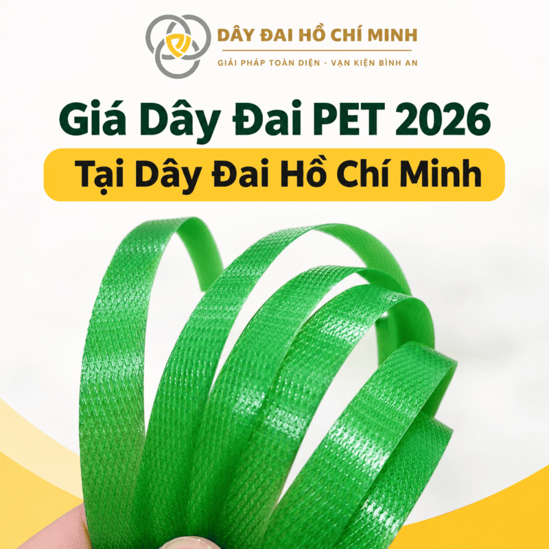 Giá dây đai PET 2026 tại Dây Đai Hồ Chí Minh, cung cấp nhiều quy cách dây PET phù hợp cho nhu cầu đóng kiện và cố định hàng hóa.