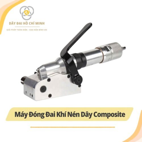 Máy đóng đai khí nén dây composite với thân kim loại và tay gạt điều khiển