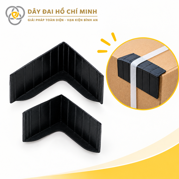 Góc kê nhựa kết hợp dây đai bảo vệ thùng hàng
