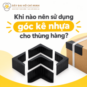 Hình ảnh góc kê nhựa cho thùng hàng, hỗ trợ bảo vệ góc kiện hàng, hạn chế va chạm và phù hợp khi đóng gói, xếp chồng hàng hóa.
